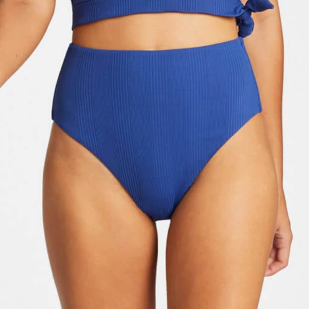 NWT! Vitamin A Barcelona High Waist Full Coverage Bikini Bottom in Sapphire
